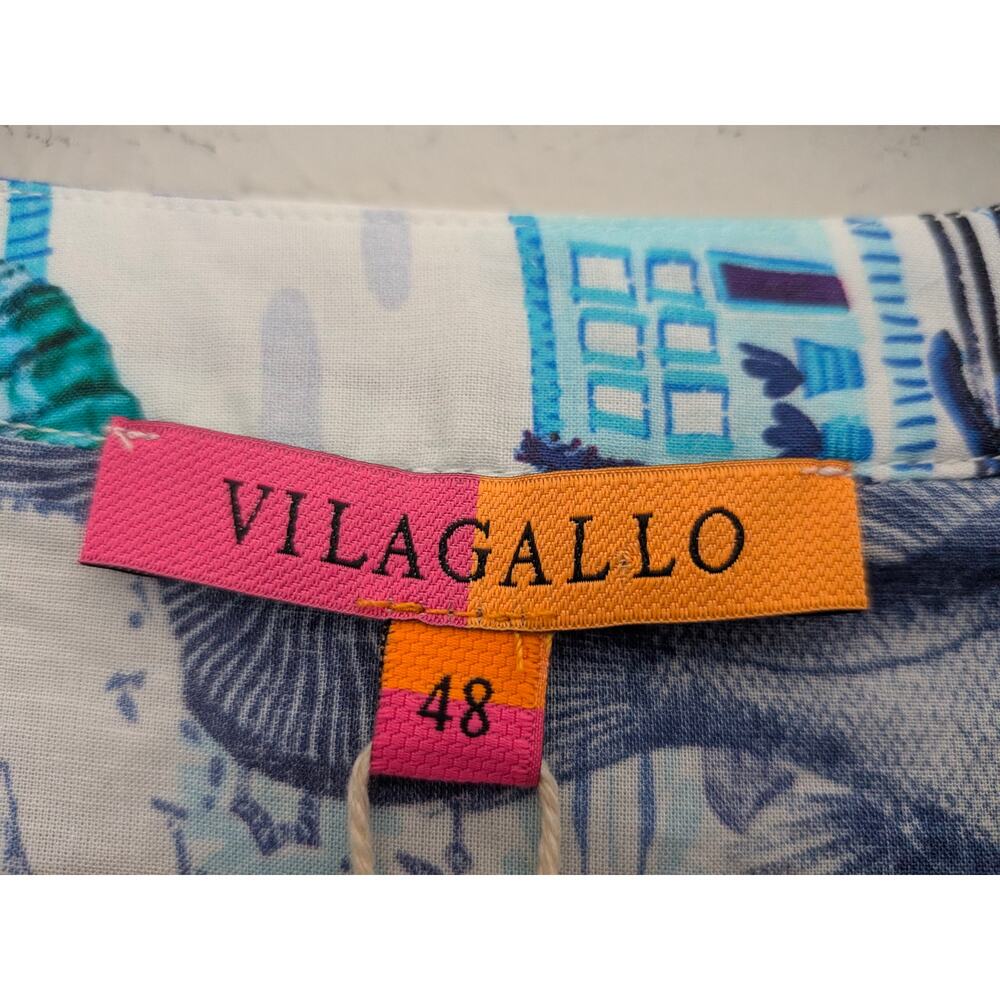 NWT Vilagallo Leila Shells Maxi Dress Blue White Short Sleeve Shift Dress 44 XL - Picture 3 of 7
